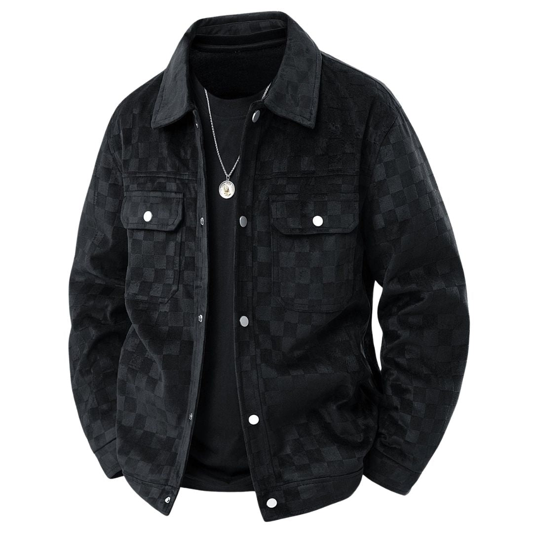 Plaid Print Suede Pocket Jacket - Limited Offer