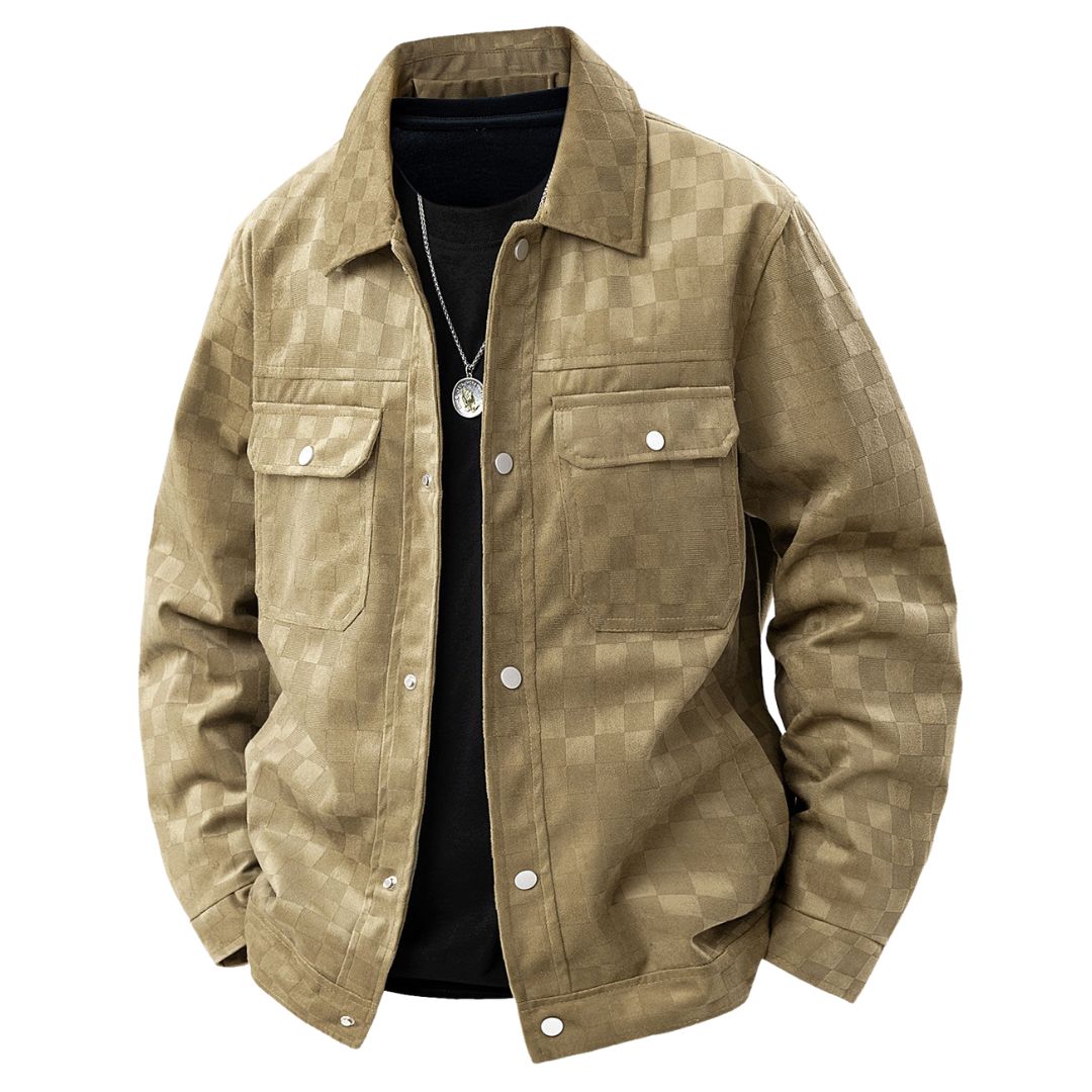 Plaid Print Suede Pocket Jacket - Limited Offer