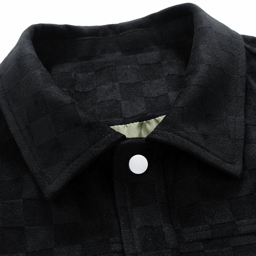 Plaid Print Suede Pocket Jacket - Limited Offer