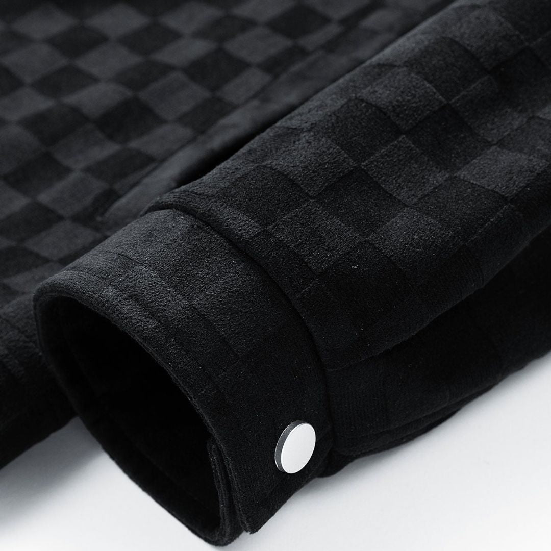 Plaid Print Suede Pocket Jacket - Limited Offer