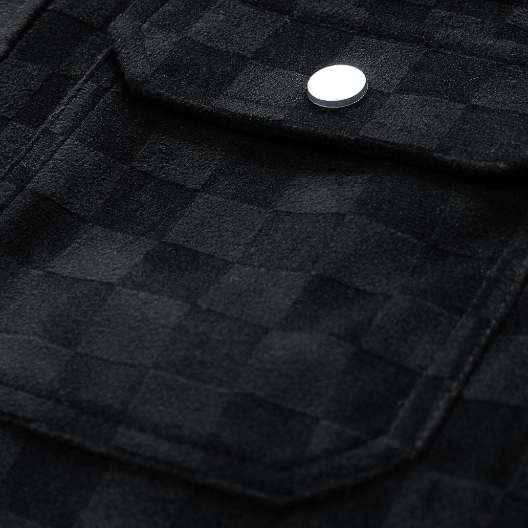 Plaid Print Suede Pocket Jacket - Limited Offer
