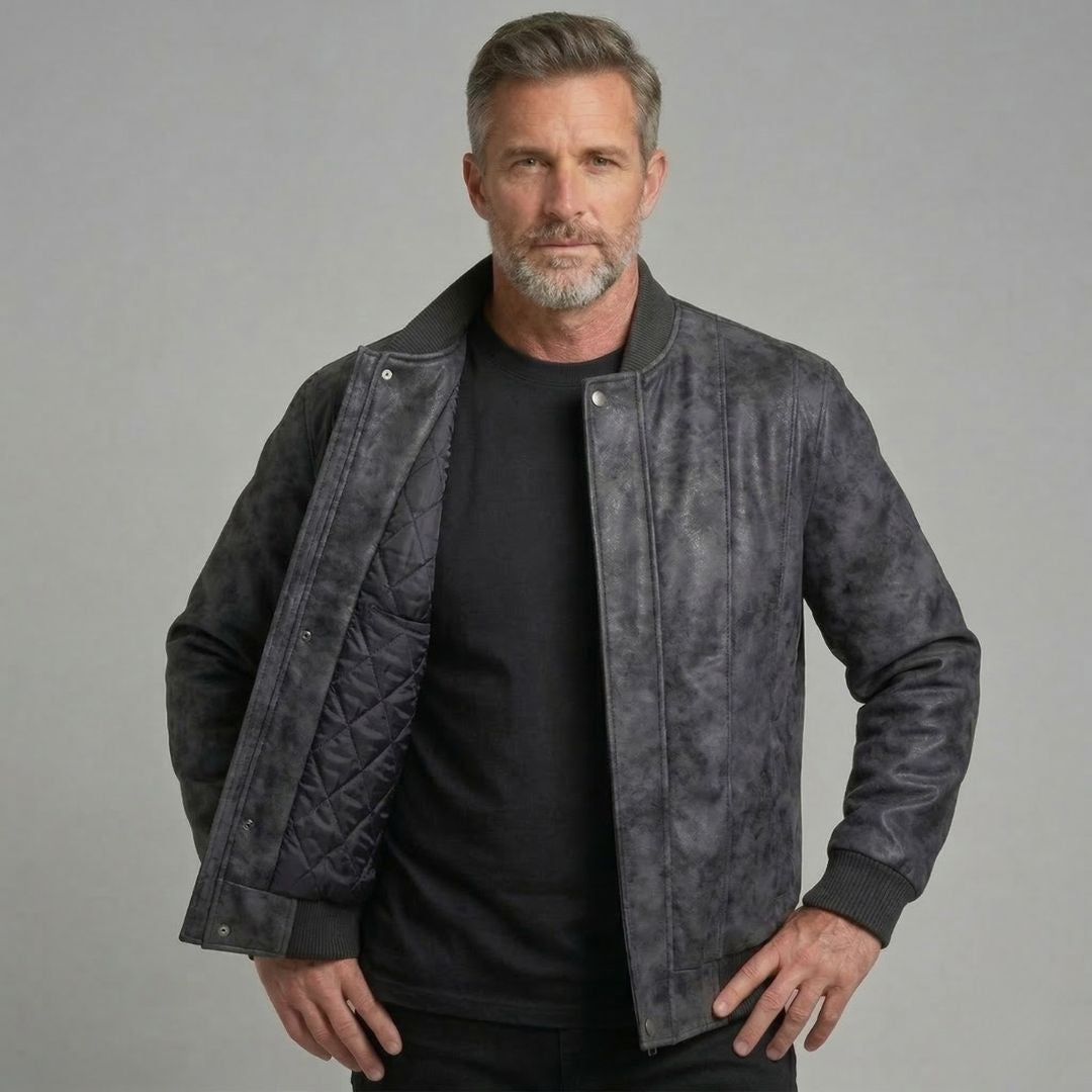Men's Leather Jacket Slate Eclipse